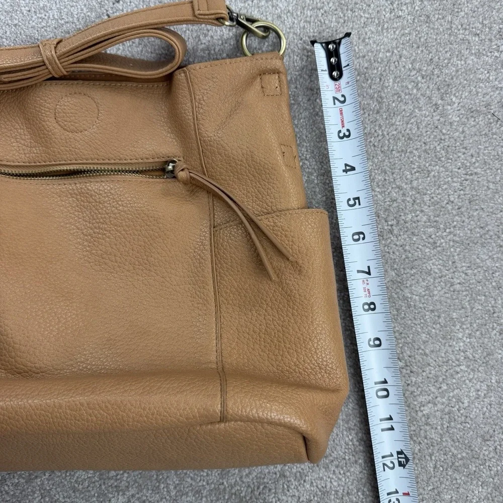 Unbranded Large Leather Camel Brown Satchel Purse Shoulder Bag Zip